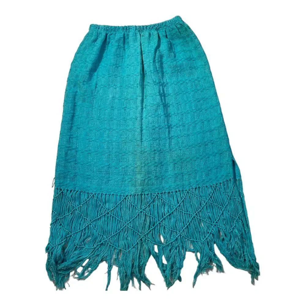 Women’s Aqua Reef Fringe Midi Skirt Size M